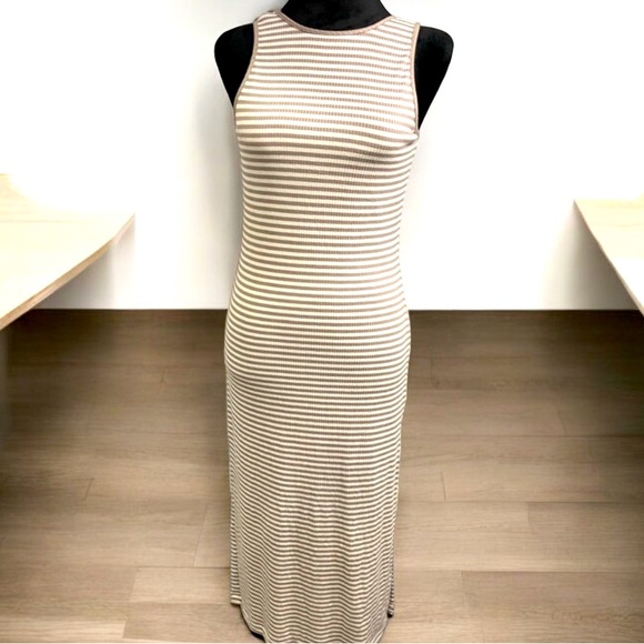 Lucy Love Striped Gray and White Tank Maxi Dress Size Small - Picture 1 of 9